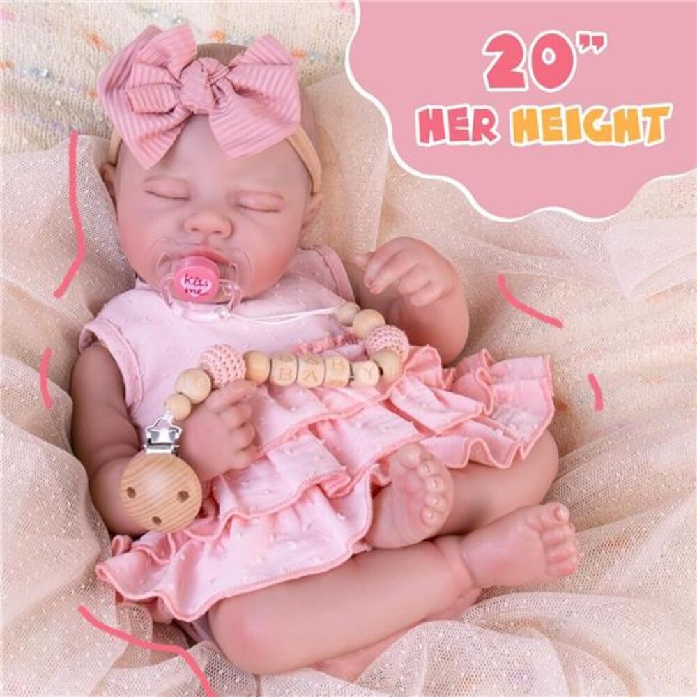 Reborn Baby Dolls Realistic Lifelike 20" Newborn Baby Doll Girls Feeding Kit - Picture 5 of 7